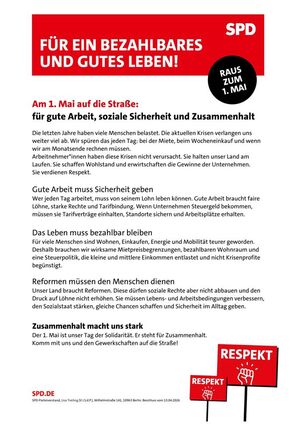 Flugblatt zum 1. Mai 2026